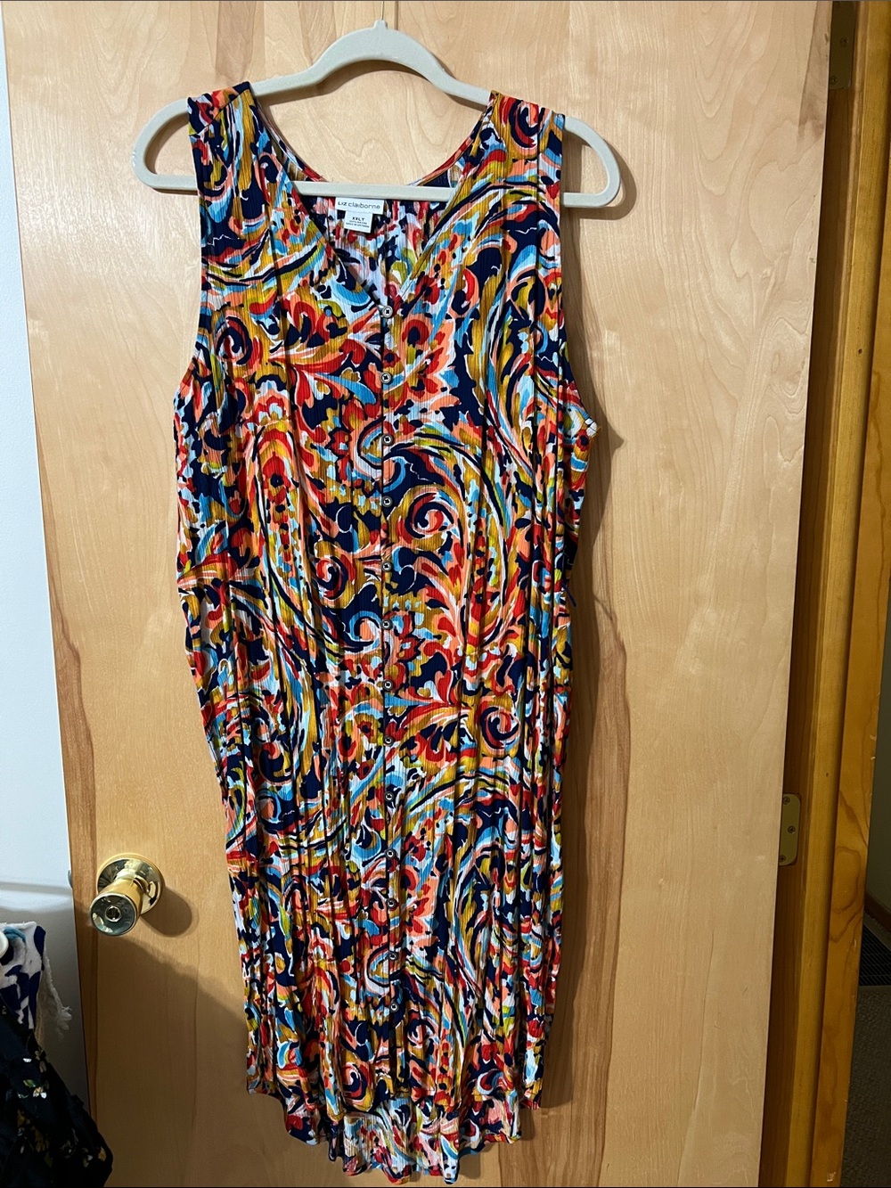 Liz Claiborne Vibrant Nautical Swirl Tank Dress in Navy, Red, Yellow